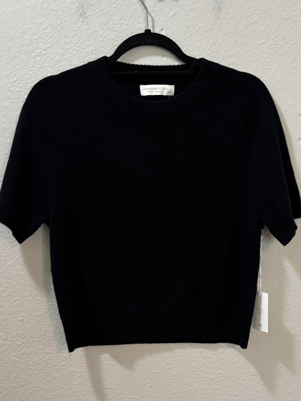 Abercrombie & Fitch Cashmere Black Short Sleeve Sweater Top NWT Size Small